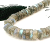 Labradorite Faceted Rondelle Beads 6–7mm Natural Gray Labradorite Strand