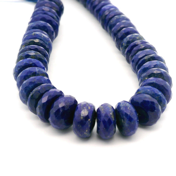 Lapis Lazuli Faceted Rondelle Beads – 8–12mm Tire Shape Natural Blue Gemstone – 51 Beads in Strand