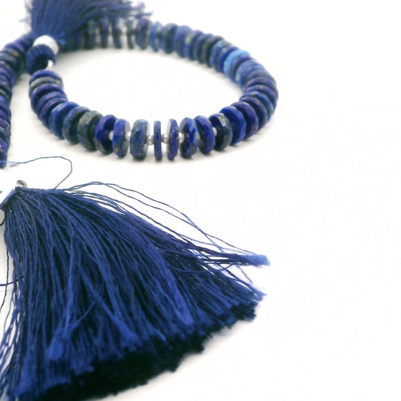 Lapis Lazuli Gemstone Faceted Disc Spacer Beads 8mm×3mm – High-Quality Blue Strand – 60 Per Strand