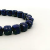 Natural Lapis Lazuli Faceted Cube Beads Strand, Deep Blue Gemstone Beads with Pyrite, Approx. 8mm, 24 Beads
