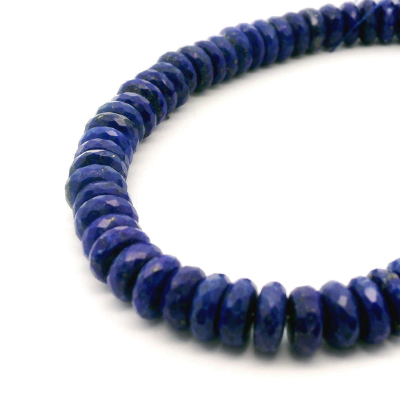 Lapis Lazuli Faceted Tire Rondelle Beads – 6–8mm Deep Blue Gemstone Strand – 48 Beads per Strand for Jewelry Making
