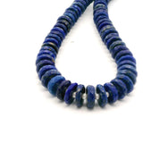 Natural Lapis Lazuli Faceted Tire Shape Beads | 6mm–8mm Approx | 62 Beads in Strand | Deep Blue Lapis Lazuli Gemstone Strand