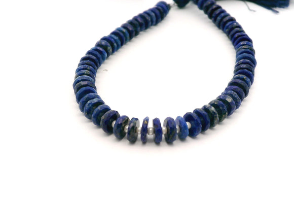 Lapis Lazuli Faceted Tire Rondelle Beads – 6–8mm Deep Blue Gemstones – 65 Beads in Strand
