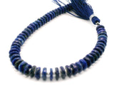 Lapis Lazuli Faceted Tire Rondelle Beads – 6–8mm Deep Blue Gemstones – 62 Beads in Strand
