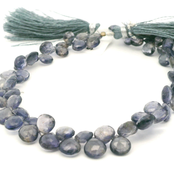 Iolite Faceted Heart Briolette Beads – Approx. 7mm×7mm – 65 Beads Per Strand – 8 Inch Strand