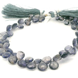 Iolite Faceted Heart Briolette Beads – Approx. 7mm×7mm – 65 Beads Per Strand – 8 Inch Strand