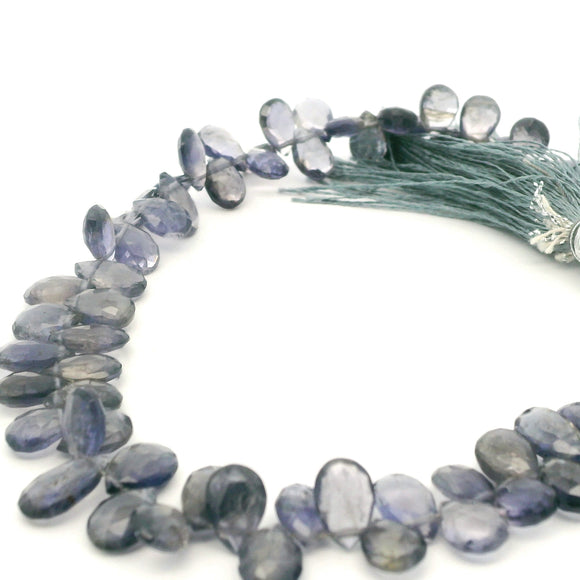 Iolite Faceted Pear Drop Beads – Approx. 7×10mm – Premium Gemstone Strand
