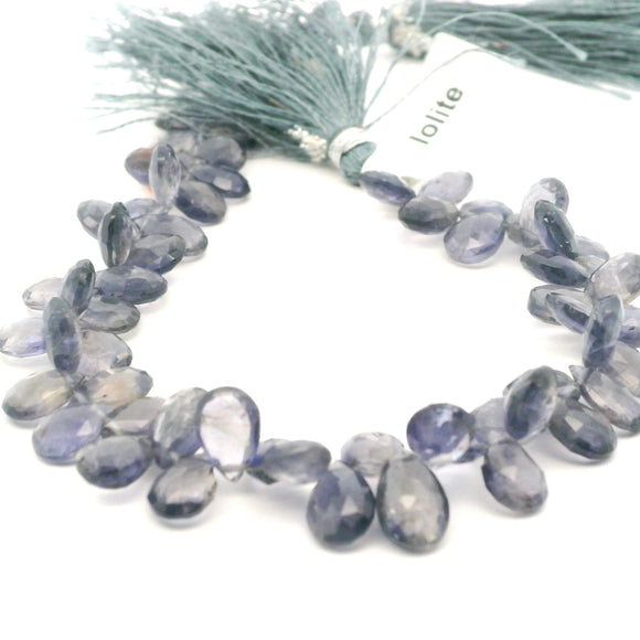 Iolite Faceted Tear Drop Beads – Approx. 7×9mm – 72 Beads Per Strand