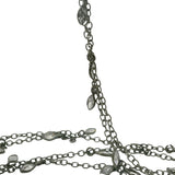CZ Chain, Gunmetal Plated Copper Link Bezel Rosary Chain (Cubic Zirconia Marquise Shape Bezel/Bead) 1 Foot.