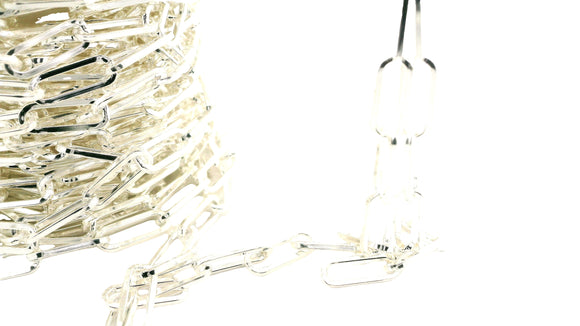 925 Sterling Silver Chain, Rectangular Chain squared Wire . Machine made Chain, Size 13,5mmX5mm, 1 Foot