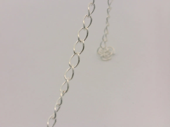 White Silver Long Curb Sterling Silver Chain Size :4.8X3mm | 1 Foot