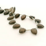 Natural Smokey Quartz Carved Fancy Smooth Leaf Gemstone  Two Size Beads – 12 to 16 Beads per Strand