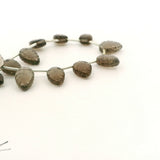 Natural Smokey Quartz Carved Fancy Smooth Leaf Gemstone  Two Size Beads – 12 to 16 Beads per Strand