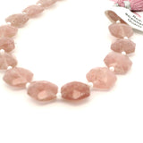 Natural Red Strawberry Quartz Faceted Beads Strand – 12–16mm Freeform Geometric Pink Quartz Gemstones – 15 Beads in Strand for Jewelry Making