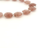 Natural Red Strawberry Quartz Faceted Beads Strand – 12–16mm Freeform Geometric Pink Quartz Gemstones – 15 Beads in Strand for Jewelry Making