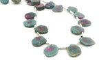 Ruby Zoisite Rough Cut Slice Beads – Organic Freeform Shape – 21 Beads in Strand