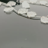 Carved Clear Crystal Quartz Faceted Floral Beads – 10 Beads in Strand – Engraved Crystal Quartz Gemstone Focals for Jewelry Making