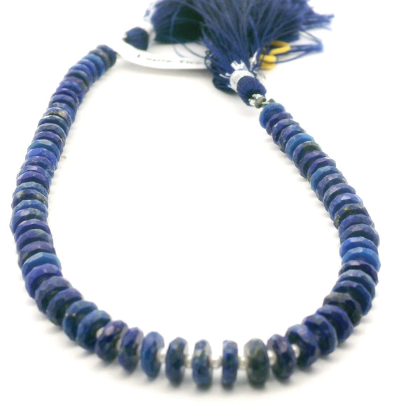 Lapis Lazuli Faceted Disc Beads – Approx. 7mm×3mm – 65 Beads Per Strand