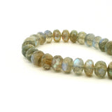 Labradorite Faceted Rondelle Bead Strand 8mm x 12mm – Natural Flash Gemstone, 32 Beads, Approx. 13–14 Inch Strand