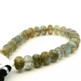Labradorite Faceted Rondelle Bead Strand 8mm x 12mm – Natural Flash Gemstone, 32 Beads, Approx. 13–14 Inch Strand
