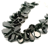 Black Onyx Faceted Pentagon Nugget Beads – Approx. 12–18 mm – Natural Black Onyx Statement Beads