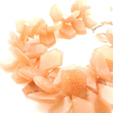 Title: Peach Moonstone Faceted Pentagon Nugget Beads – Approx. 10–16 mm – Natural Peach Moonstone