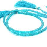 Neon Blue Apatite Faceted Rondelle Beads – Approx. 3–4 mm – Natural Apatite Beads