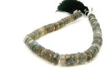 Labradorite Faceted Heishi Beads – Approx. 6–7 mm – Natural Gray Blue Flash Labradorite Strand