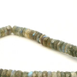 Labradorite Faceted Heishi Beads – Approx. 6–7 mm – Natural Gray Blue Flash Labradorite Strand
