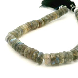 Labradorite Faceted Heishi Beads – Approx. 6–7 mm – Natural Gray Blue Flash Labradorite Strand