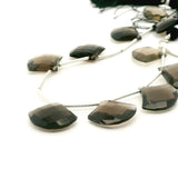 Smoky Quartz Faceted Fan Beads – Natural Brown Quartz Focal Beads