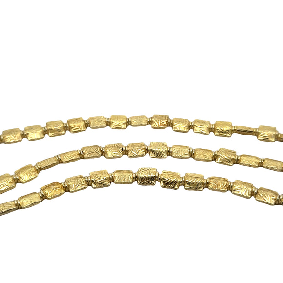 1 Strand of Brushed Finish Fancy  Gold Finish And Silver Plated  Beads , E-coated Beads. Bead Size is: 9mmX10mm