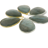 Multi Fire Labradorite Heart Pendant – 15x18mm & 18x25mm, 1 Loop, Bezel Set in 925 Sterling Silver & Gold Plated Silver, 1 Pc