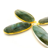 Labradorite Oval Multi Fire Pendant 10mmx24mm or 13mmx30mm, One Loop, Sterling Silver or Gold Plated, 1pc