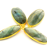 Labradorite Oval Multi Fire Pendant 10mmx24mm or 13mmx30mm, One Loop, Sterling Silver or Gold Plated, 1pc