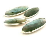 Labradorite Oval Multi Fire Pendant 10mmx24mm or 13mmx30mm, One Loop, Sterling Silver or Gold Plated, 1pc
