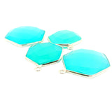 Aqua Calcedony Hexagon Pendant – One Loop, 12mm,15mm,18mm Gemstone Bezel, Gold Plated over Sterling Silver, 1 Pc