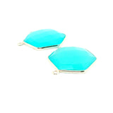 Aqua Calcedony Hexagon Pendant – One Loop, 12mm,15mm,18mm Gemstone Bezel, Gold Plated over Sterling Silver, 1 Pc