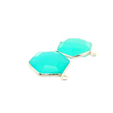 Aqua Calcedony Hexagon Pendant – One Loop, 12mm,15mm,18mm Gemstone Bezel, Gold Plated over Sterling Silver, 1 Pc
