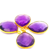 Amethyst Pear Shape Pendant 18mmx25mm One Loop | Gold Plated Over Sterling Silver and Sterling Silver | Purple Gemstone Pendant