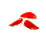 Red Onyx Half Moon 9mmX18mm One Loop Bezel, Gold Plated over Sterling Silver and Sterling Silver,1 Pc