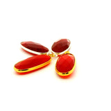 Red Onyx Oval Shape Bezel Pendant One Loop 10mmx24mm and 13mmx30mm Gold Plated Over Sterling Silver and Sterling Silver 1pcs