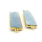 Blue Opal Rectangle Pendant – 8mmX30mm,10mmx40mm, Gold Plated over Sterling Silver, 1 Pc