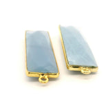 Blue Opal Rectangle Pendant – 8mmX30mm,10mmx40mm, Gold Plated over Sterling Silver, 1 Pc