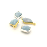 Blue Opal Diamond Shape Pendant – 8mmx12mm,12mmX15mm Gold Plated over Sterling Silver and Sterling Silver Bezel, 1 Pc