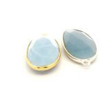 Blue Opal Oval Bezel Pendant – 10mmx24mm & 13x30mm, One Loop, Gold Plated over Sterling Silver and Sterling Silver, 1 Pc