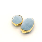 Blue Opal Oval Bezel Pendant – 10mmx24mm & 13x30mm, One Loop, Gold Plated over Sterling Silver and Sterling Silver, 1 Pc