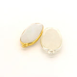 Rainbow Moonstone Bezel Oval Shape  Bezel Pendant – 10mmX24mm One Loop Gold Plated over Sterling Silver and Sterling  1 Pc
