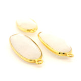 Rainbow Moonstone Bezel Oval Shape  Bezel Pendant – 10mmX24mm One Loop Gold Plated over Sterling Silver and Sterling  1 Pc