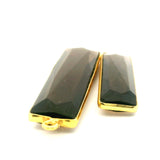 Black Onyx Rectangle Pendant 8mmx30mm 10mmx40mm | One Loop Gold Plated Over Sterling Silver and Sterling Silver Gemstone Pendant